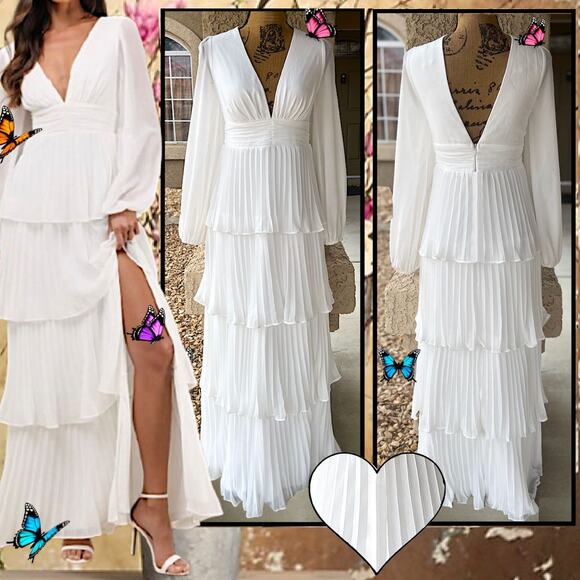 Lulu's Elegant White Maxi Dress - Picture 1 of 12